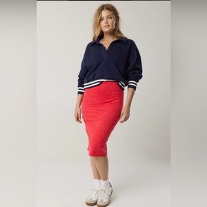 NWT $69.95 OFFLINE By Aerie The Hugger Midi Skirt in Calypso Red
